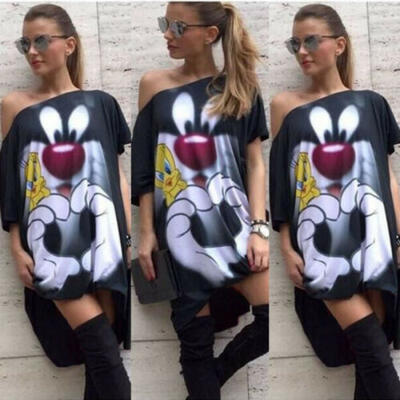

Women Loose Off Shoulder Irregular Dress Plus Ukraine Vestido Mujer Casual Dress