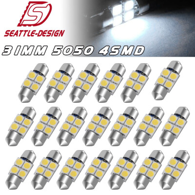 

20X 31MM 5050 4SMD Festoon LED White Dome Interior Light bulbs DE3175 3022 3021