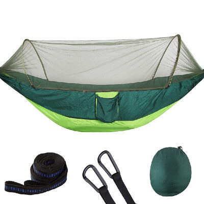 

Portable Outdoor Camping Hammock with Mosquito Bugs Net Reversible Swing Extension Straps Clips Included