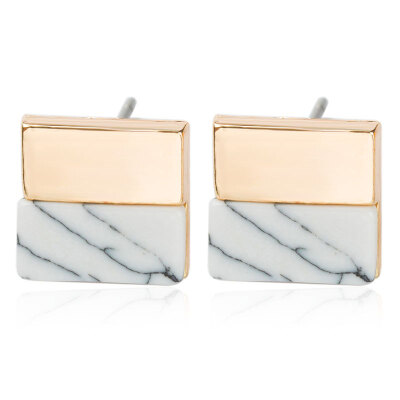 

EK787 Hot Fashion Geometric Square Triangle Stone Stud Earring Women Party Jewelry Gold Color Statement Brincos Nice Girl Gift