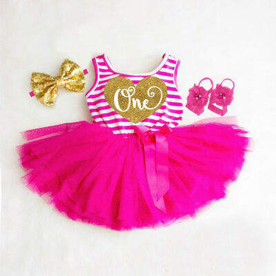 

Newborn Baby Girls 1st Birthday 100 Cotton Romper Tutu Skirt Dress Outfits