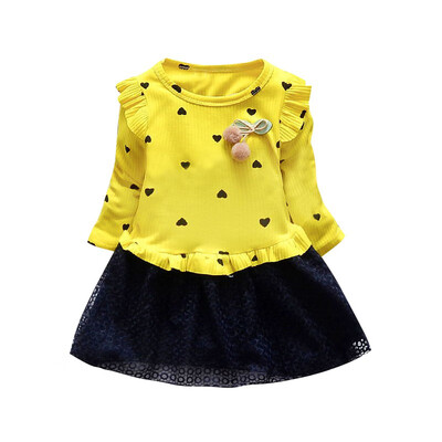 

Kozart Autumn Spring Casual Baby Girls Dot Print Princess Dress Cotton Kids Toddler Long Sleeve Sundress