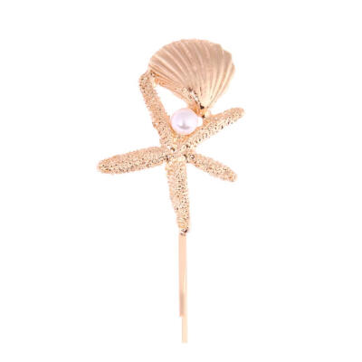 

Glitter Women Metal Beach Conch Hair Clips Pearl Hairpins Hairgrips Jewelry