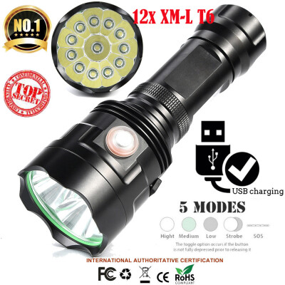 

Saidsome 12x XM- T6 LED Flashlight 5 Modes 2665018650 Camping Torch Lamp Light flashlight lamp