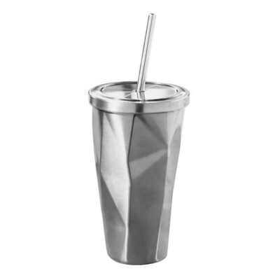 

Fashion Travel Summer Stainless Steel Straw Cold Double Wall Fit Water Drinking Cup Gradient Color Coffee Cup with Lid