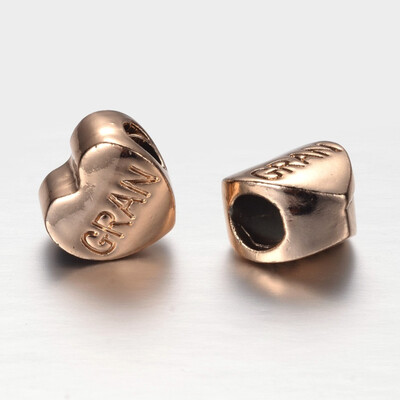 

Alloy European Beads Large Hole Beads Heart with Words Gran Golden 11x11x8mm Hole 5mm