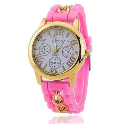 

Geneva fake three-eye watch casual silicone jelly bracelet womens watch
