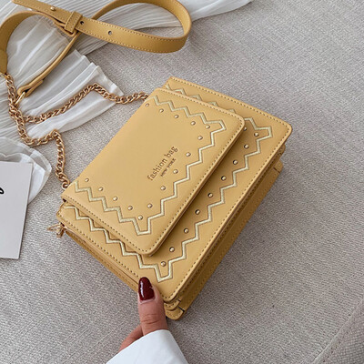 

Hit color womens bag new 2019 small fresh slant bag Korean version 100 lap fashion single shoulder chain small square bag