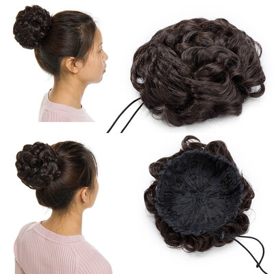 

Messy Hair Bun Chignons Synthetic Hair Extensions Wavy Updo Scrunchy Hairpieces