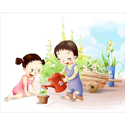 

5D DIY Full Drill Diamond Painting Watering Children Day Cross Stitch Kits
