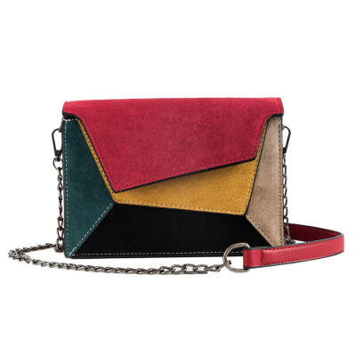 

Women Hit Color Shoulder Bags Velvet Leather Chain Crossbody Messenger Bag