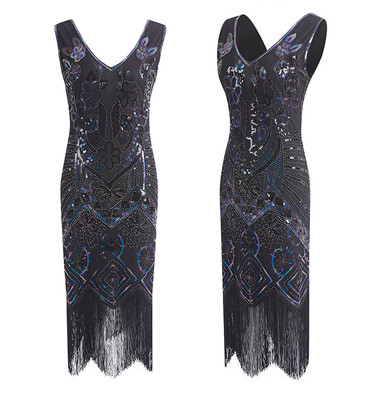 

〖Follure〗Womens 1920s Flapper Dress Crystal Sequin Embellished Fringed Gatsby Dress