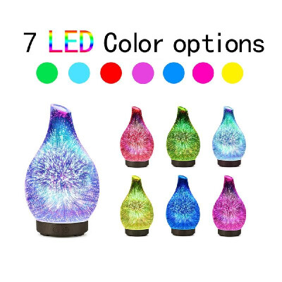 

100ml 3D Glass Ultrasound Aroma Diffuser Essential Oil Diffuser Aromatherapy Ultrasound Humidifier 7 Color-changing LEDs for Home