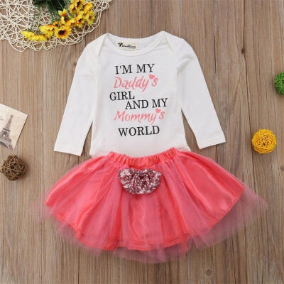 

Newborn Baby Girl Kids Romper Tops Tutu Skirt Dress Outfits Clothes Set