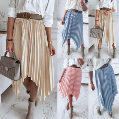 

Summer Holiday Women Pleated Skirt Casual Elastic Waist Tail Long Midi Dress