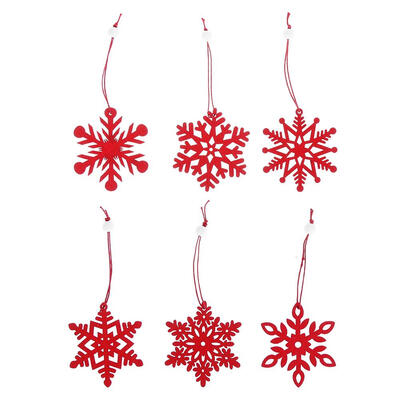 

6pcs Wood Snowflake Christmas Hanging Decorations New Year Party Ornament