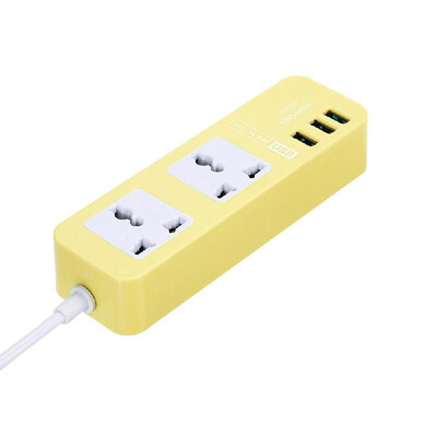 

US Standard USB Power Socket Porous Strip Household Safe Power Supply Yellow