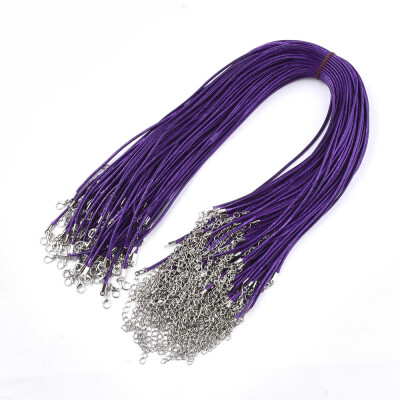 

Waxed Cord Necklace Making with Iron Lobster Claw Clasps Platinum DarkViolet 178"18"45546cm 2mm