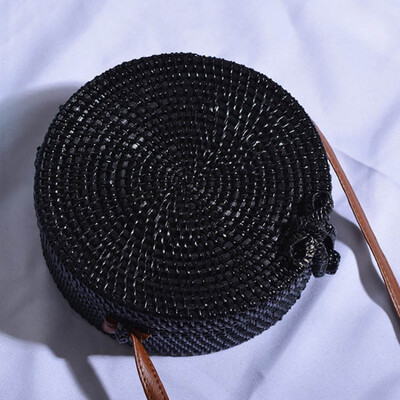 

Multi Color Woven Rattan Bag Round Straw Shoulder Bag Handmade Small Beach Handbags Female Messenger Crossbody Bags 2019 Hot