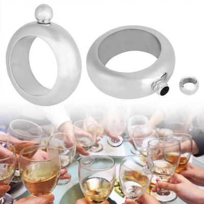 

Greensen BangleBracelet Shaped Hip Flask Stainless Steel Flagon Wine Bottle Whiskey Drinkware FunnelHip Flask