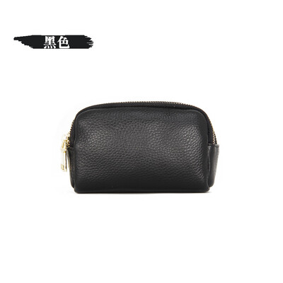 

2019 new European&American first layer leather simple fashion mini coin purse three zipper leather clutch bag key bag