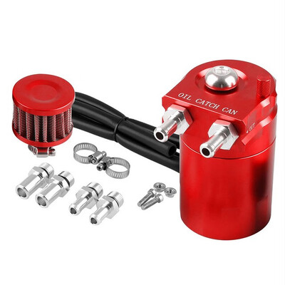

300ml Baffled Aluminum Oil Catch Can Reservoir Tank Motor Oil Tank With Filter Universal OCC025