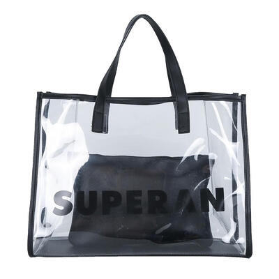 

2pcsset Letter Print Shoulder Handbags Clutch Women PVC Big Capacity Totes