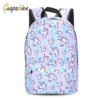 

Guapabien Traveling Girls 3D Unicorn Print Backpack Zipper School Bag