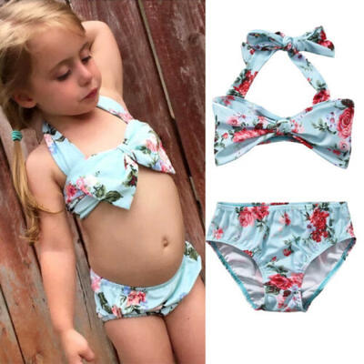 

US Toddler Baby Kid Girl Bikini Swimwear Floral Swimming Bathing Suit Swimsuit
