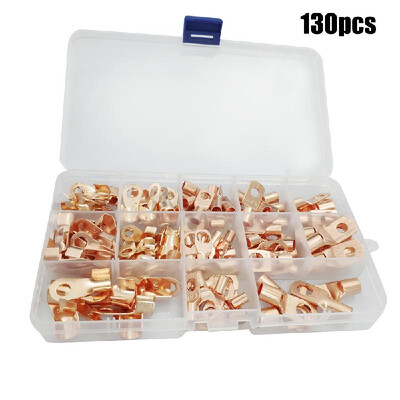 

130PcsBox Copper Cable Lugs Heavy Duty Wire Lugs Terminal Connectors Assortment Kit