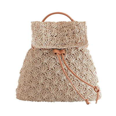 

Retro Women Hollow Straw Backpack Girl Drawstring Beach Travel Shoulder Bag
