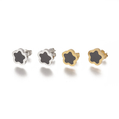 

304 Stainless Steel Stud Earrings with Resin Star Mixed Color 95x95x2mm Pin 07mm