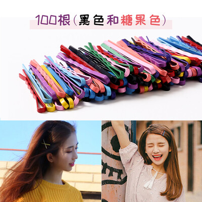 

Beauty skin black color clip 100 black candy color MF8747 hairpin girl heart hair clip steel clip Korean net red simple headwear wild