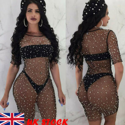 

Women Fishnet Mesh Bikini Cover Up Bathing Summer Beach Swimwear Swimsuit UK