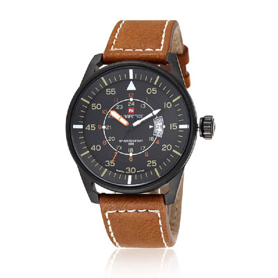 

NAVIFORCE Soft PU Leather Strap Fantastic Wristwatch 3ATM Water Resistant Stylish Men Quartz Watch with Calendar