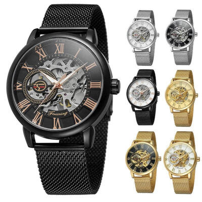 

Fashion Luxury Men Date Stainless Steel Skeleton Mechanical Sport Wrist Watch