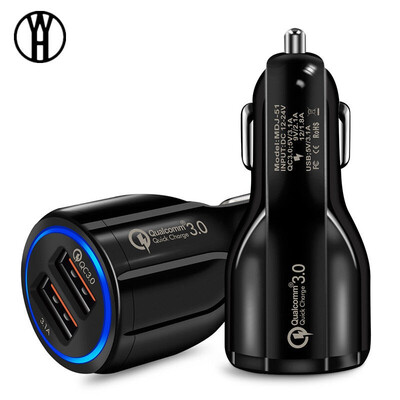 

WH QC Quick Charge 30 Dual Car Charger Adapter Auto Mobile Phone Charger for Xiaomi Samsung iPhone X 8 7 4 5 6 Fast Phone Charg