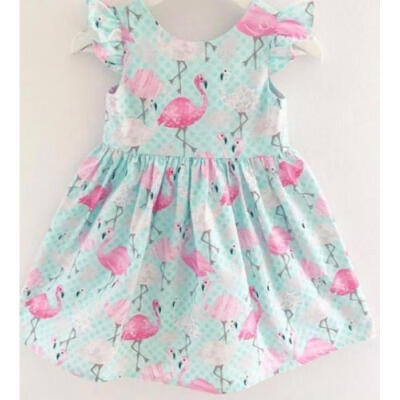 

Girls Kids Sleeveless Ruffle Flamingo Cotton Dress Casual Party Princess Dresses