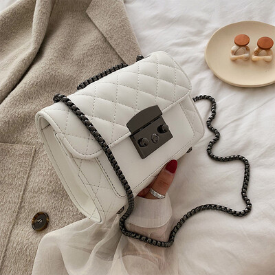 

Lingge chain bag retro lock small square bag new 2019 foreign style casual womens shoulder bag Messenger bag