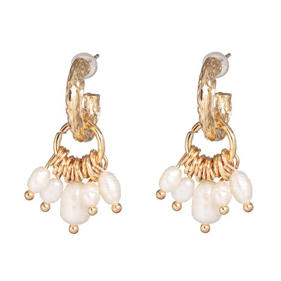 

ZA 2019 Earrings for Women Lady Big pearl stones Beads hoop Earrings Party Jewelry Wholesale Gifts