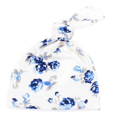 

Cute Baby Girls Knotted Hat Flower Print Newborn Beanie Cap Casual Decor