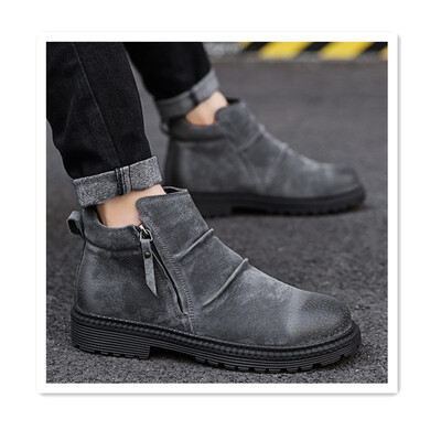 

2018 autumn England middle to help color youth wild casual high mens boots tooling shoes mens winter England high to help leathe