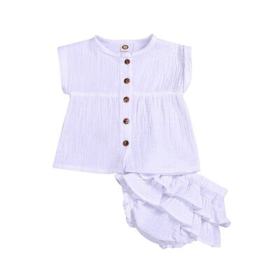 

Newborn Baby Girl 2PCS Kids Ruffle Outfits Clothes Set Tops Shirt Tutu Pants