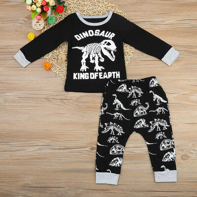 

Newborn Baby Boys Girls Dinosaur Print Tops Pants Set Suit Outfits Clothes