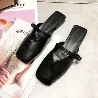 

Baotou Muller Shoes Female Xia Wai wears Hanban Baita College Flat Bottom Slippers with No Back Lazy Shoes