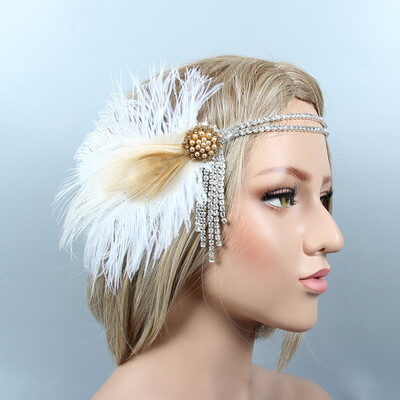 

1920s Headband Feather Crystal Great Gatsby Headpiece for Cocktail Party Womens Fahsion