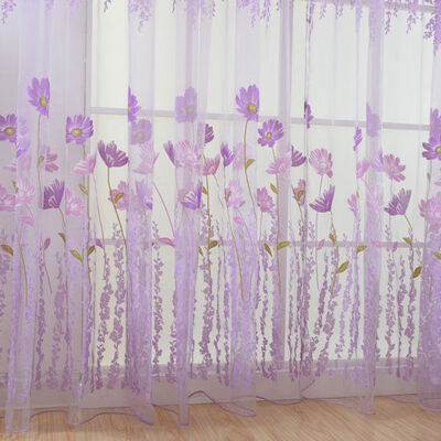 

1PC Window Curtains 1M2M Sheer Voile Tulle for Bedroom Living Room Balcony Kitchen Printed Tulip Pattern Sun-shading Curtain