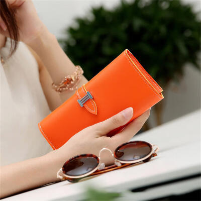 

Women PU Leather Slim Clutch Long Design Credit Card Holder Organizer Wallet