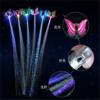 

New Fashion Colorful Butterfly Wigs Glowing Flash LED Hair Band Braid Clip Hairpin Light Headwear Novelty Accessories