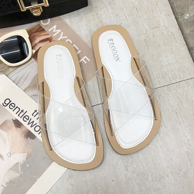 

Ulzzang slippers in spring 2019 the new Korean version of the flat-bottomed 100-lap network celebrity Yufeng transparent&cool